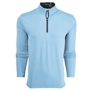 GREYSON Tate Wolf Blue Mockneck 1/4 Zip LARGE Men Pullover Golf Long Sleeve